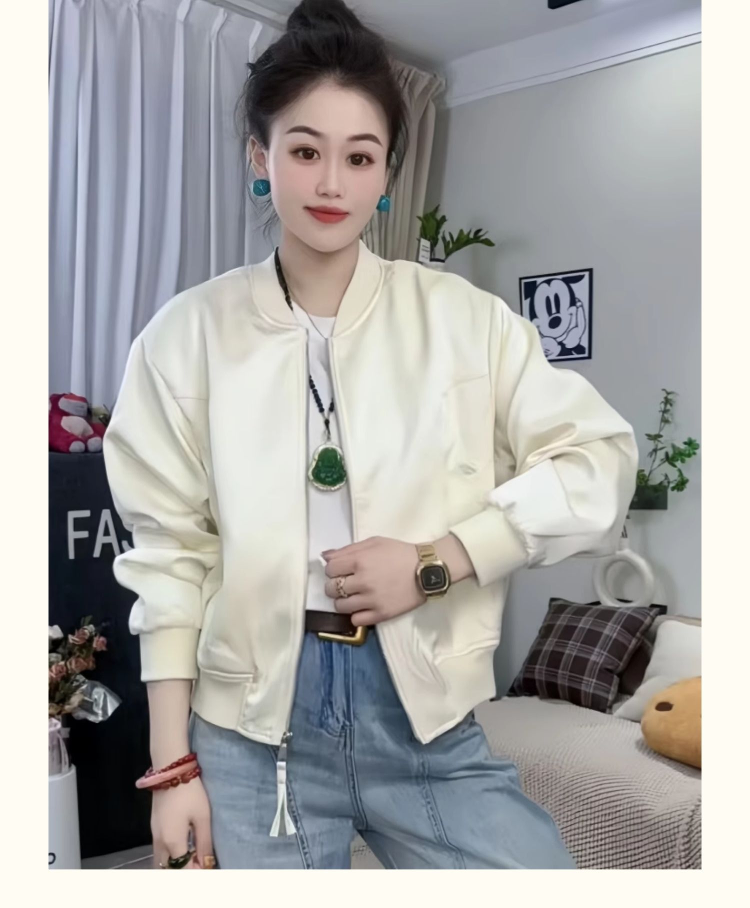 休闲外套女春季2025新款宽松韩系百搭黑色小个子短款夹克洋气上衣