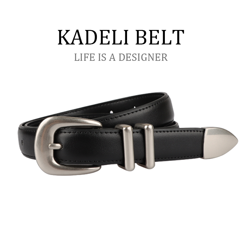 复古镀银扣头皮带女款时尚百搭装饰真皮牛仔裤腰带休闲裤柔软耐用