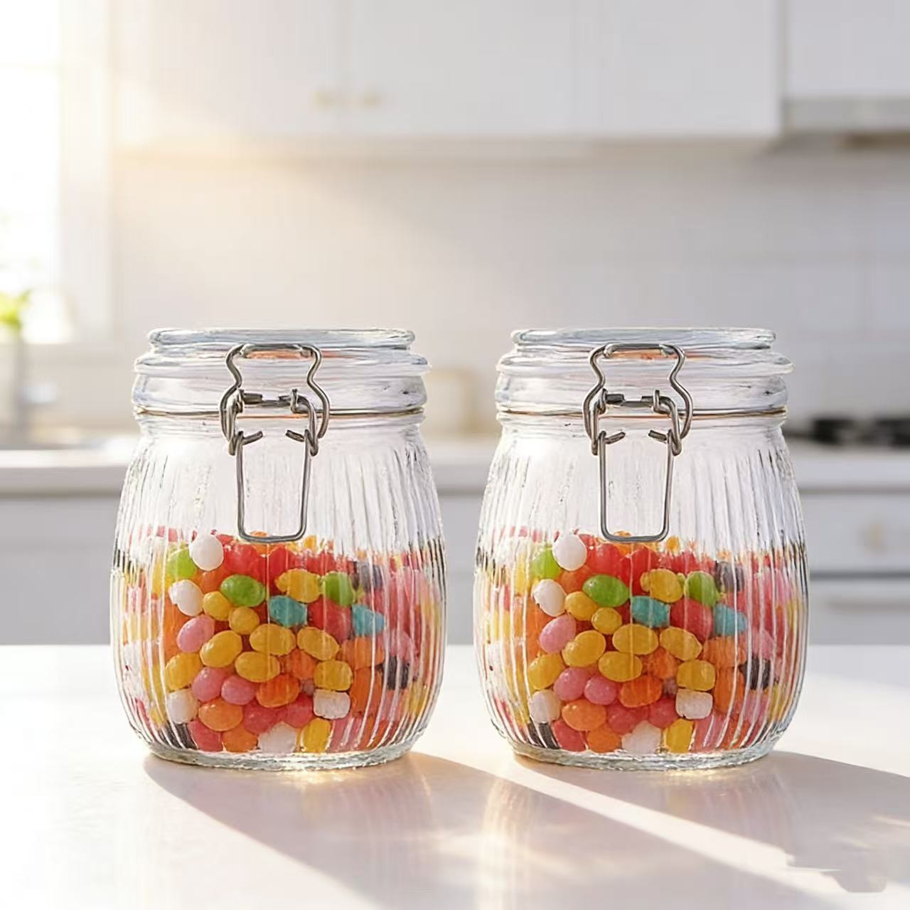 （800ml两只装）加厚玻璃泡菜罐粮食腌辣椒零食坚果密封储物罐