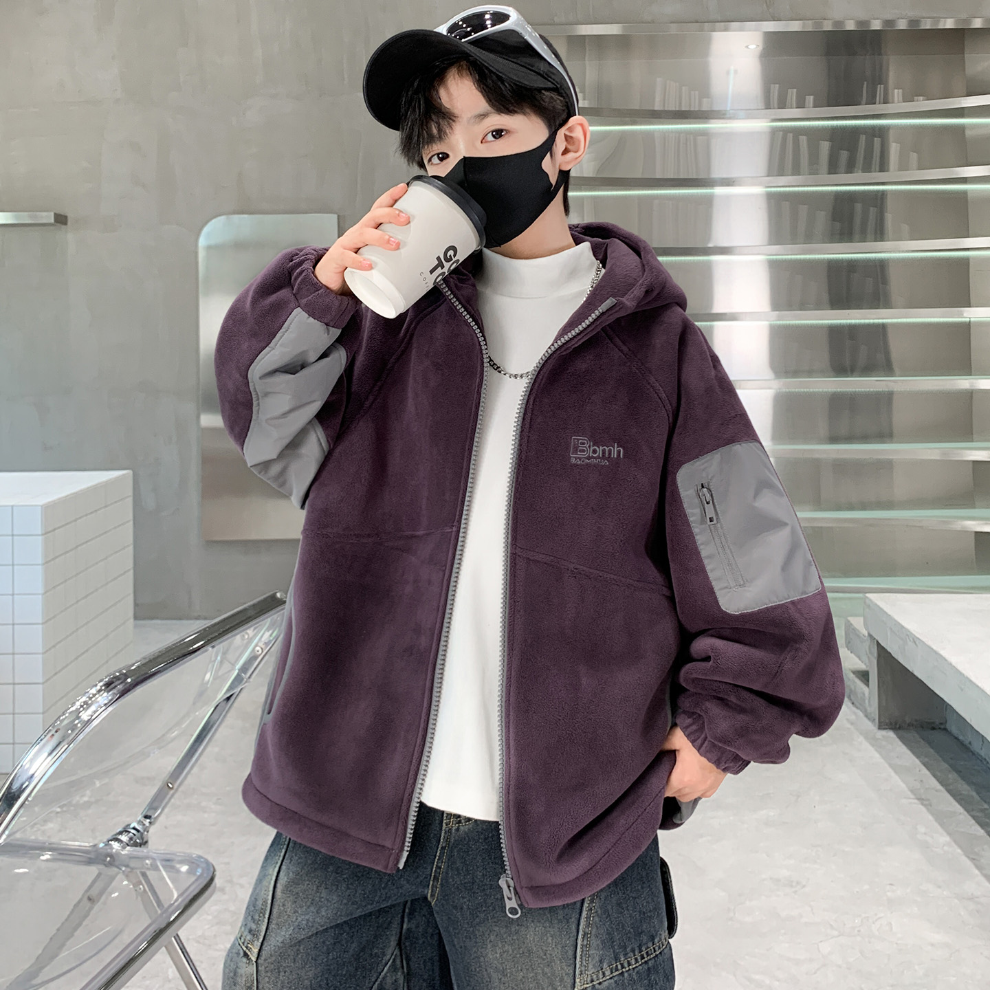 儿童装男童冬装摇粒绒外套2025新款中大童秋冬季夹棉加厚冬季衣服