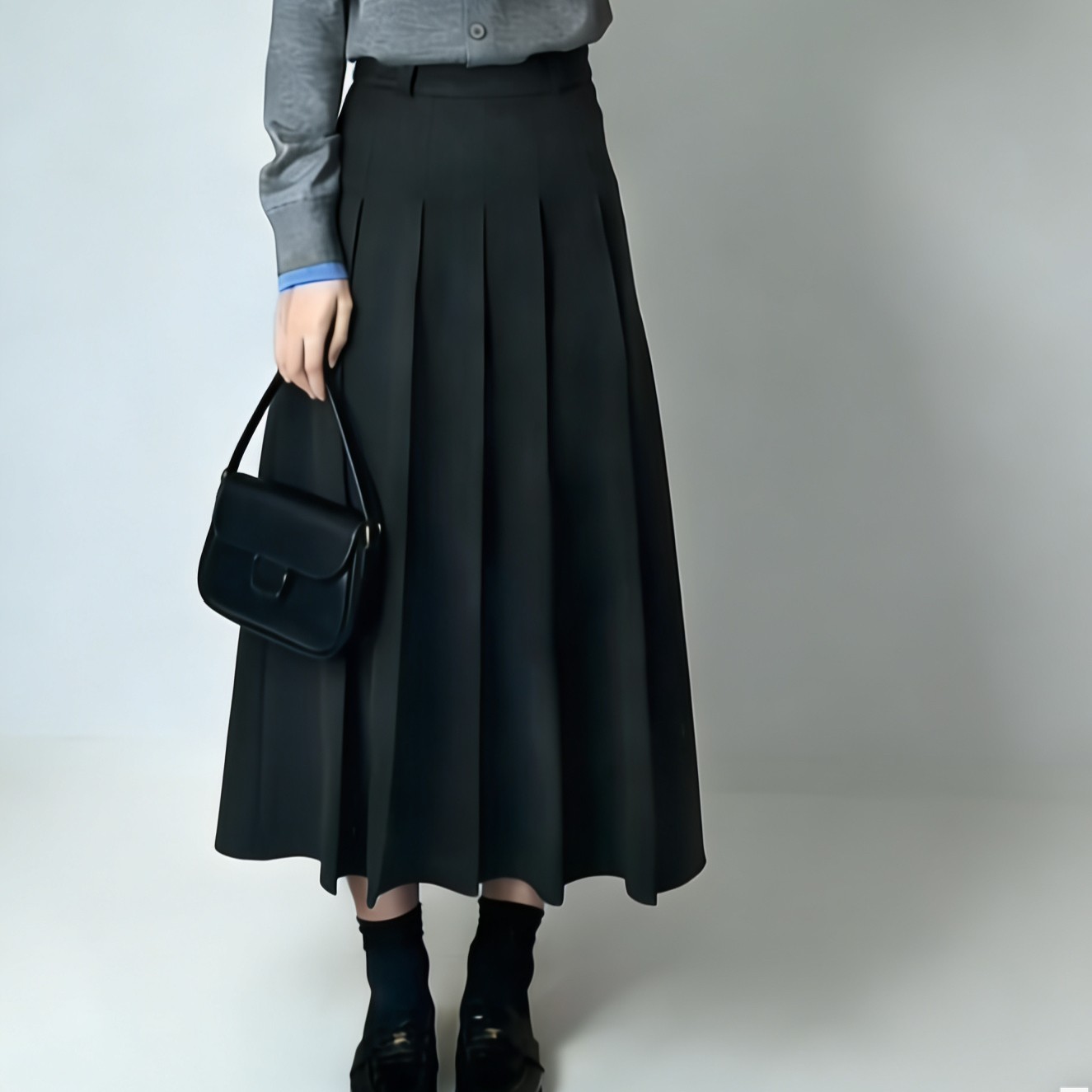 【毛呢百褶裙】半身裙女秋冬高腰显瘦a字裙小个子百搭长裙