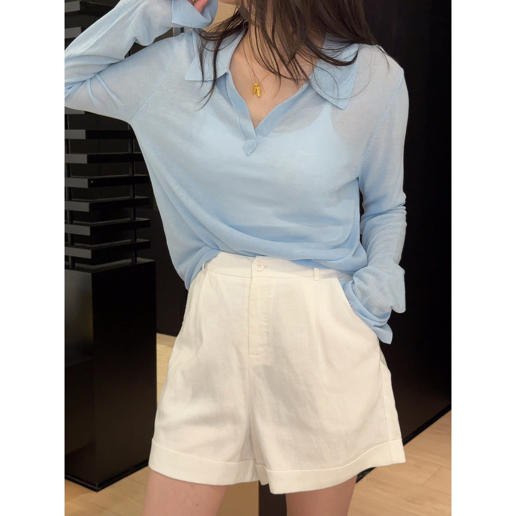 祝喜喜【麻感经典】2025年夏季天丝亚麻高腰休闲气质经典百搭短裤