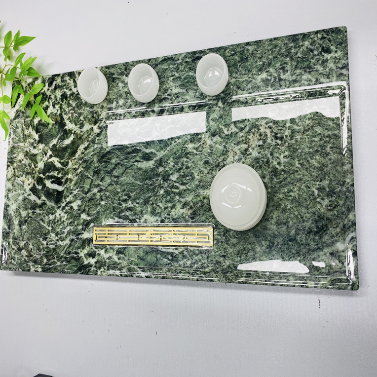 天然精品奢石干湿两用茶盘-普拉达绿