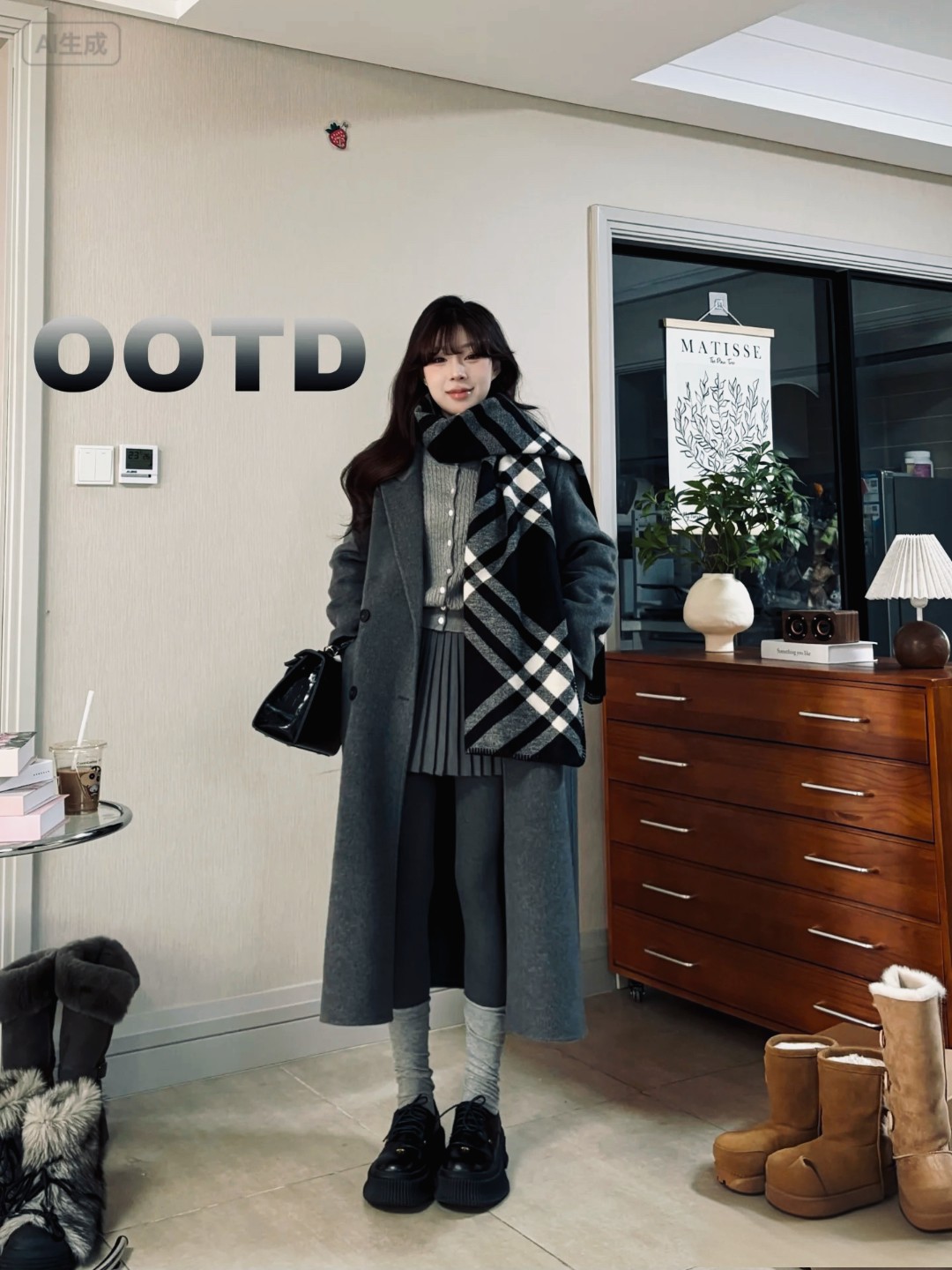 「松本可可」秋季韩版宽松·通勤气质羊毛呢大衣女中长款加厚保暖966