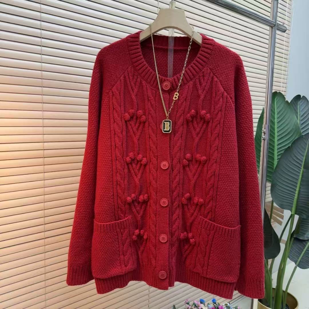 胖mm欧货时尚显瘦韩版法式减龄92887圆领宽松轻奢简约针织上衣