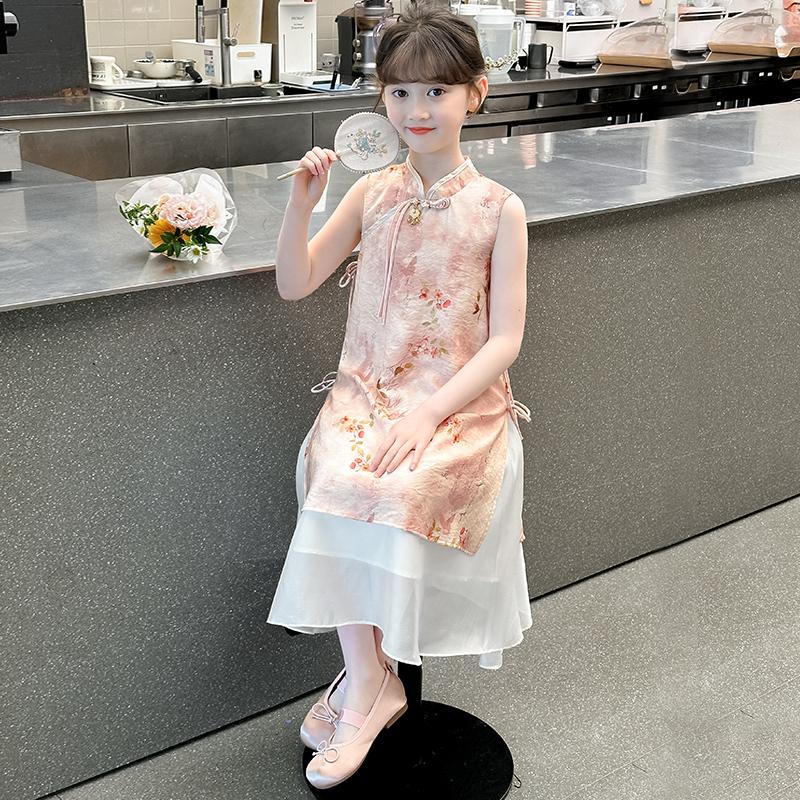 女童夏季旗袍连衣裙2025新款汉服国风女孩新中式裙子儿童夏款套装