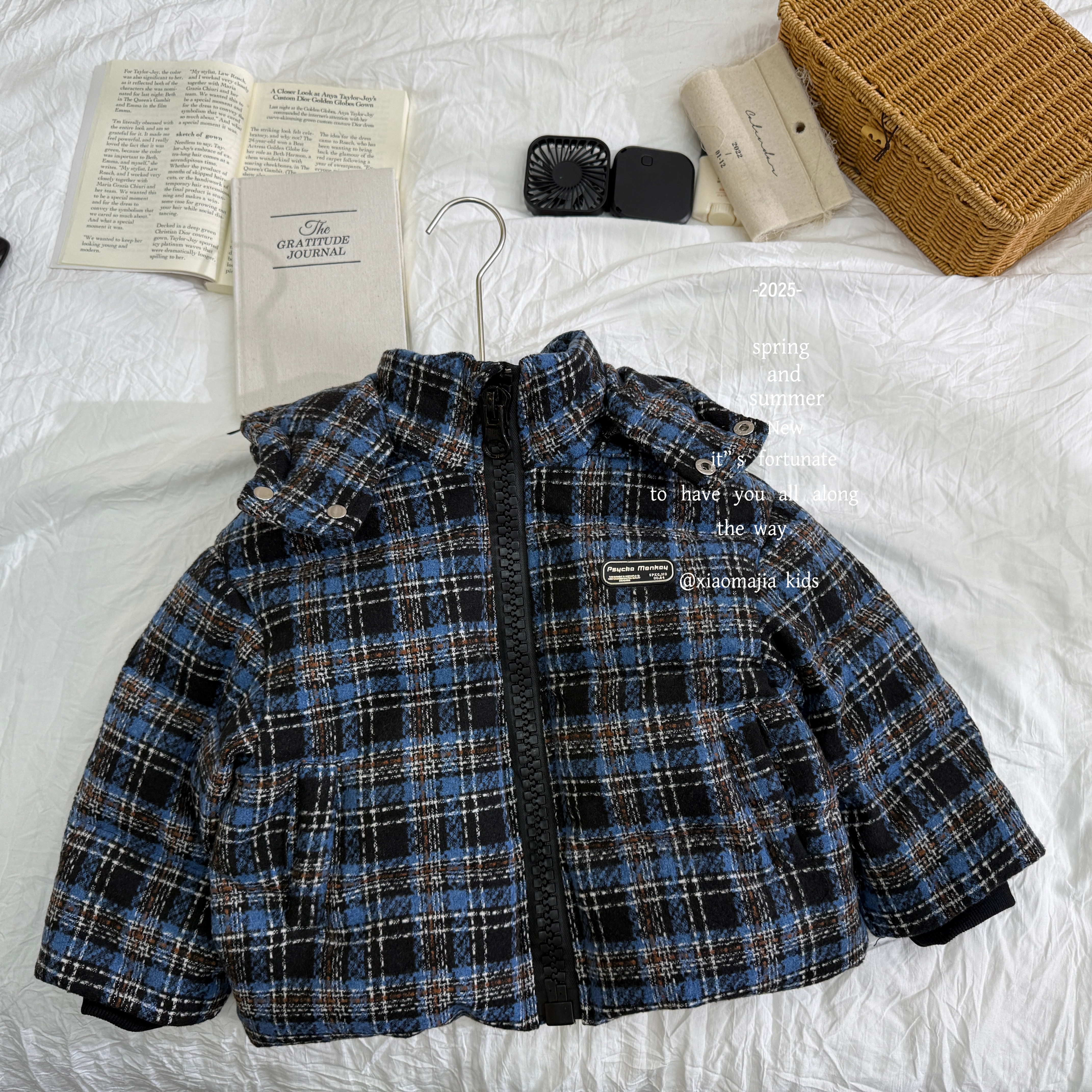 现货-儿童新国标90白鸭绒羽绒服D-6656格子连帽羽绒外套男女上衣