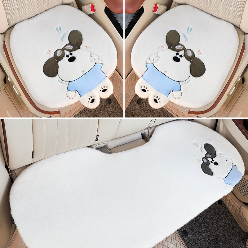 汽车坐垫秋冬季毛绒加热座椅垫女生车载后排冬天单片加绒保暖垫子