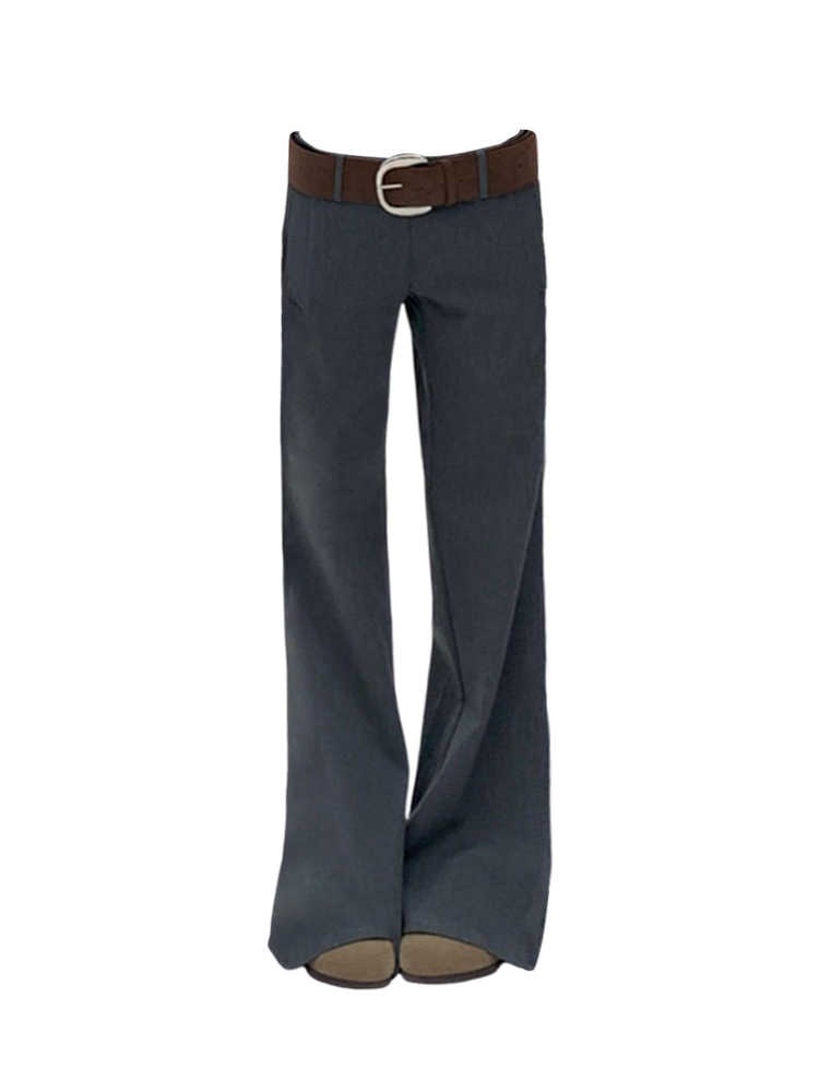 时尚小众垂感直筒休闲西装裤女早秋季新款宽松显瘦拖地阔腿长裤子