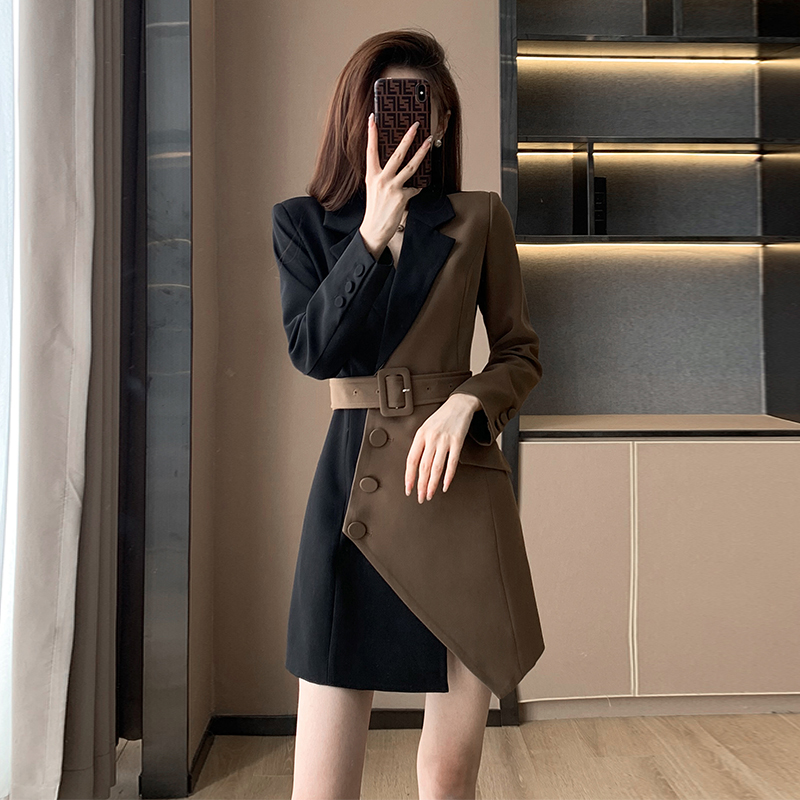 2025新女修身法式气质高级感连衣裙设计小众西装裙1908