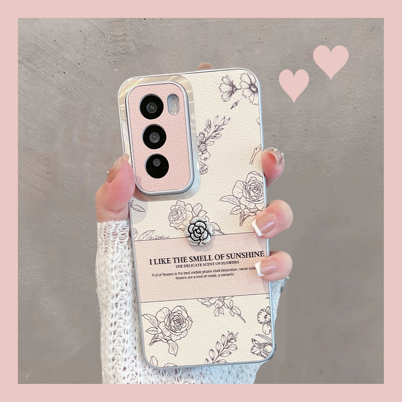 适用于opporeno12手机壳12pro新款女pjv110玫瑰花pjw110全包防摔