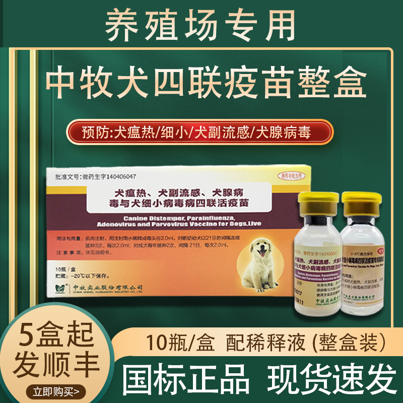 养殖场中牧四联疫苗中牧土狗宠物注射犬四联疫苗兽用非处方药通用