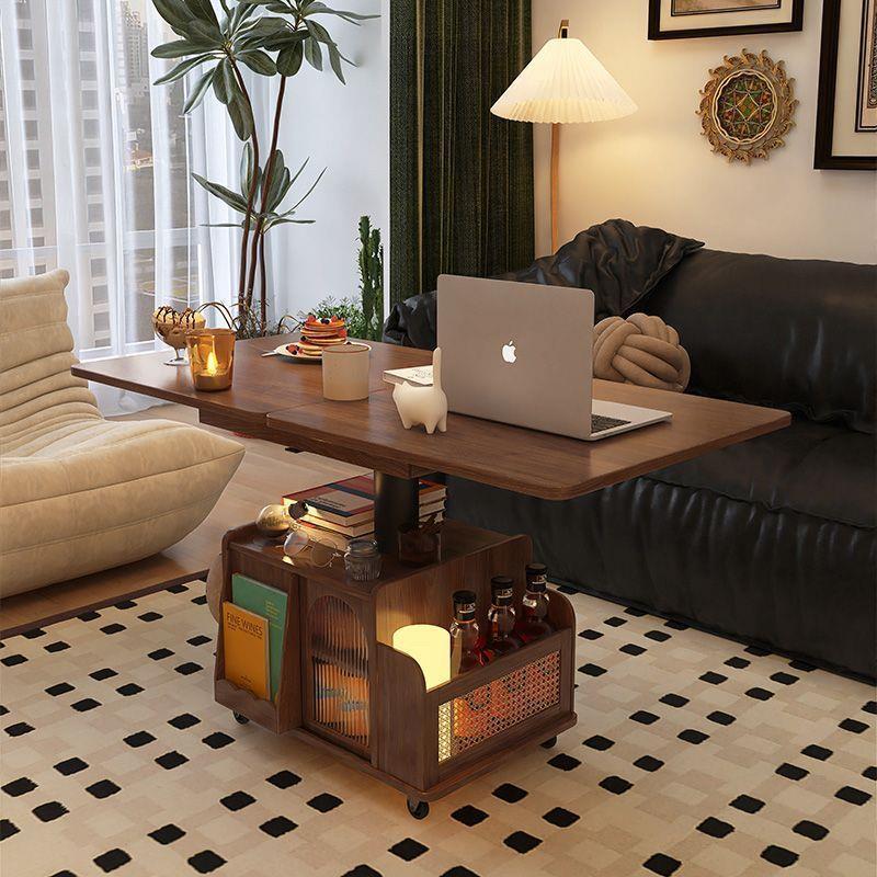 实木茶几木质家用推车茶桌折叠餐桌两用茶台阳台办公沙发客厅边几