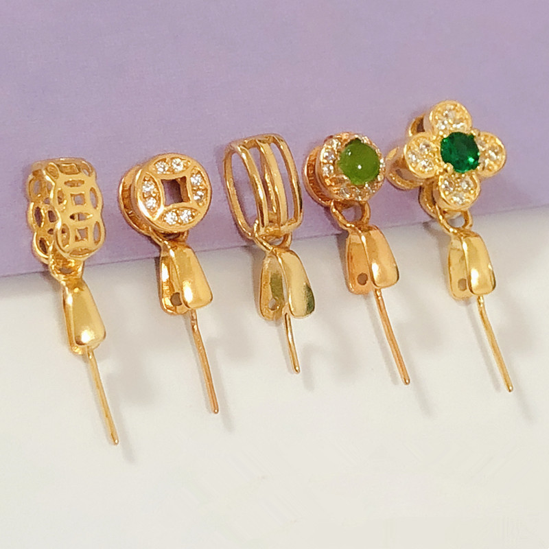 925银银制品 新款银扣吊坠扣扣玉扣头夹扣子925纯银卡扣DIY配件款