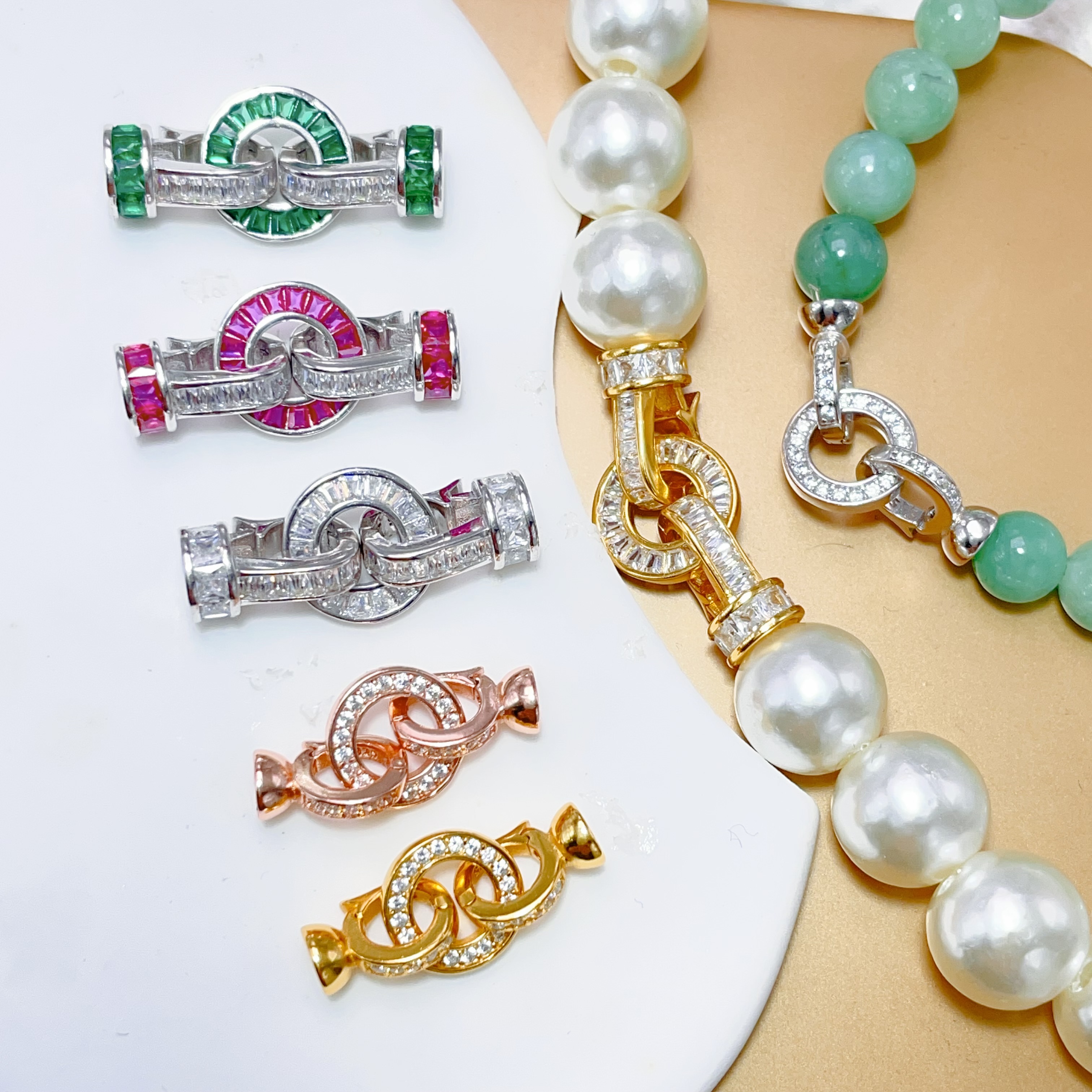 925银银制品 S925纯银珠链扣配件轻奢扣串珠尾扣手链项链搭扣卡扣