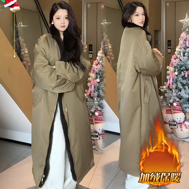 韩系慵懒风加绒毛毛长袖开衫女秋冬季宽松休闲中长款两面穿上衣潮