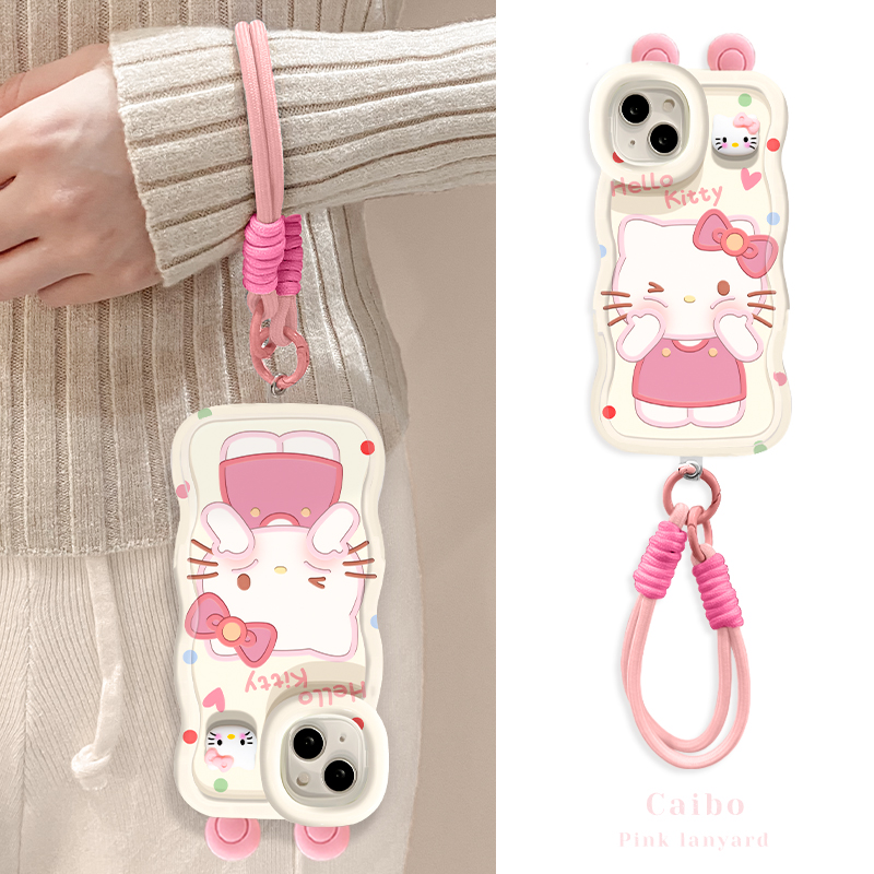 适用苹果16promax华为vivo/oppo小米iPhone17凯蒂猫双支架手机壳