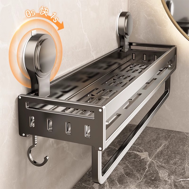 百年正和吸盘浴室置物架壁挂式免打孔洗漱台挂墙上卫生间收纳架子