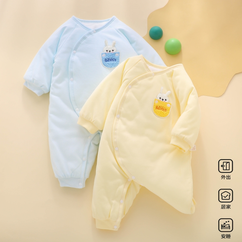 新生婴儿衣服冬天a类纯棉6一12月0宝宝睡衣连体衣秋冬季3加厚冬装