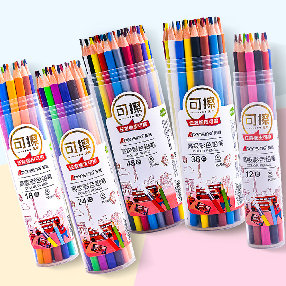 【可擦彩铅】学生12/24/36/48色彩铅三角杆盒装环保彩笔手帐绘画笔