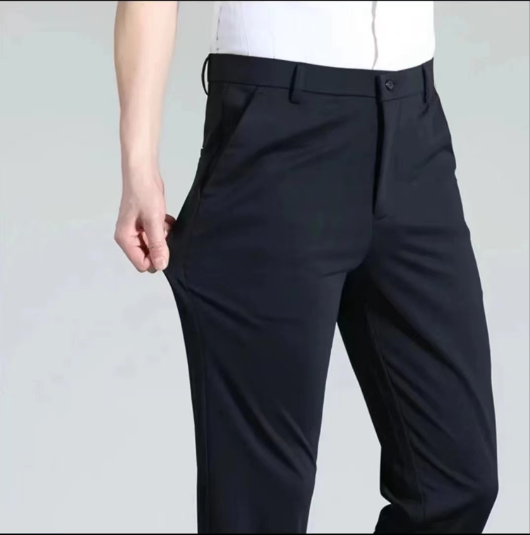 秋冬百搭新款男士商务休闲修身直筒弹力裤2