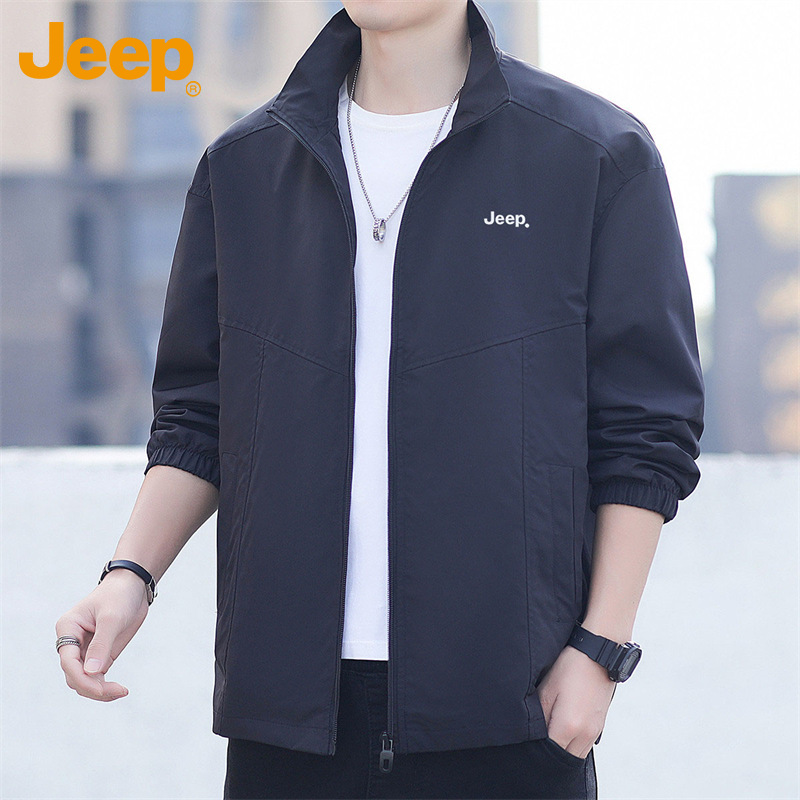 Jeep吉普男士夹克春秋新款百搭潮流立领简约宽松休闲外套防风外套