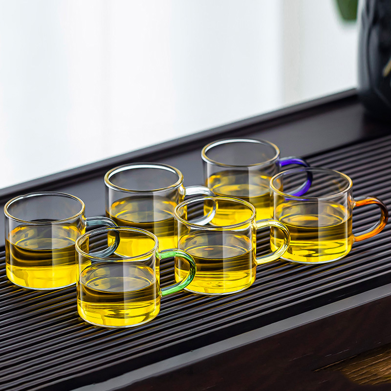 玻璃茶杯带把手透明品茗杯2025新款耐热功夫茶具家用小泡茶6只装