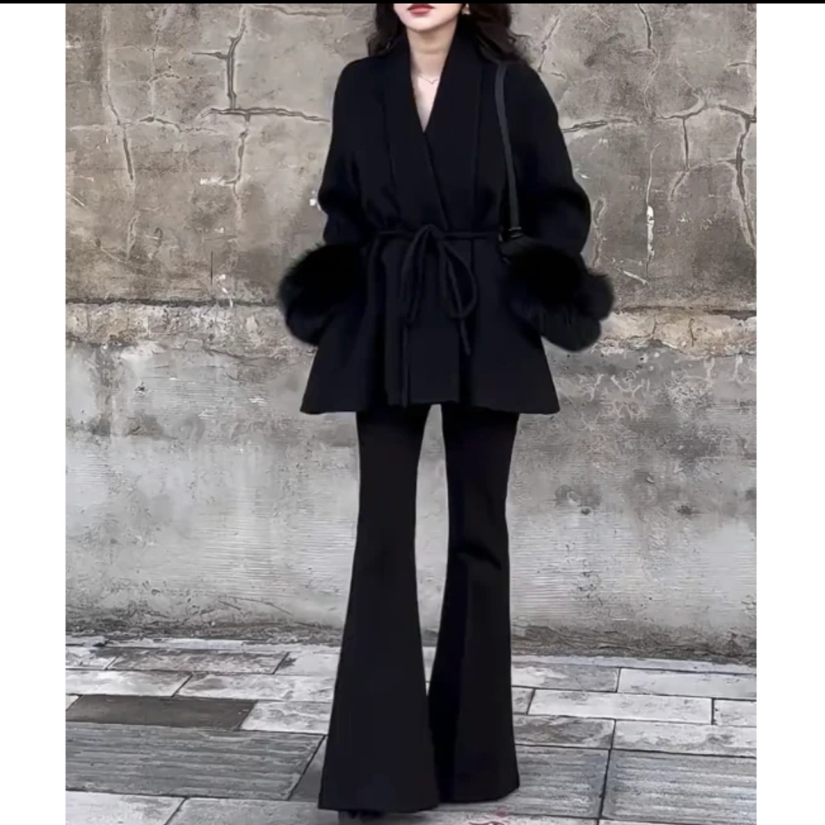 新款时尚女装短款冬季气质百搭单层大毛毛袖口精品0001外套秋冬