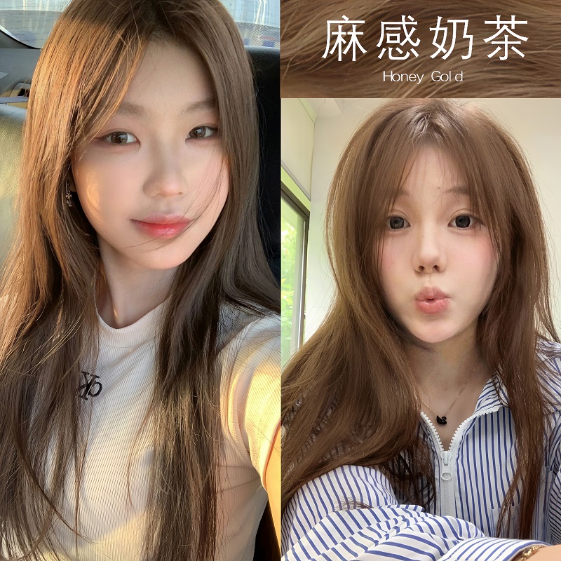 麻感奶茶色染发膏泡泡沫染免漂显白自己在家染头发剂正品女流行色
