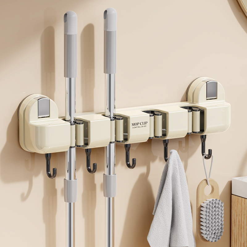 吸盘长条拖把夹挂钩家用置物架卫生间强力固定挂架卡扣浴室壁挂夹