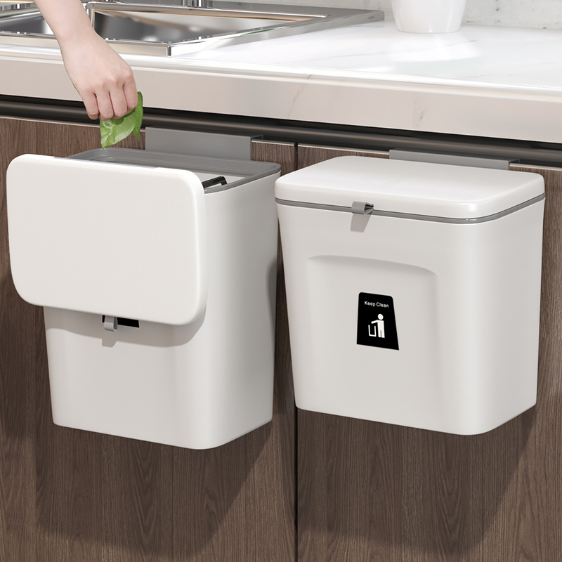 厨房垃圾桶带盖家用橱柜门壁挂厕所卫生间客厅纸篓厨房置物架收纳