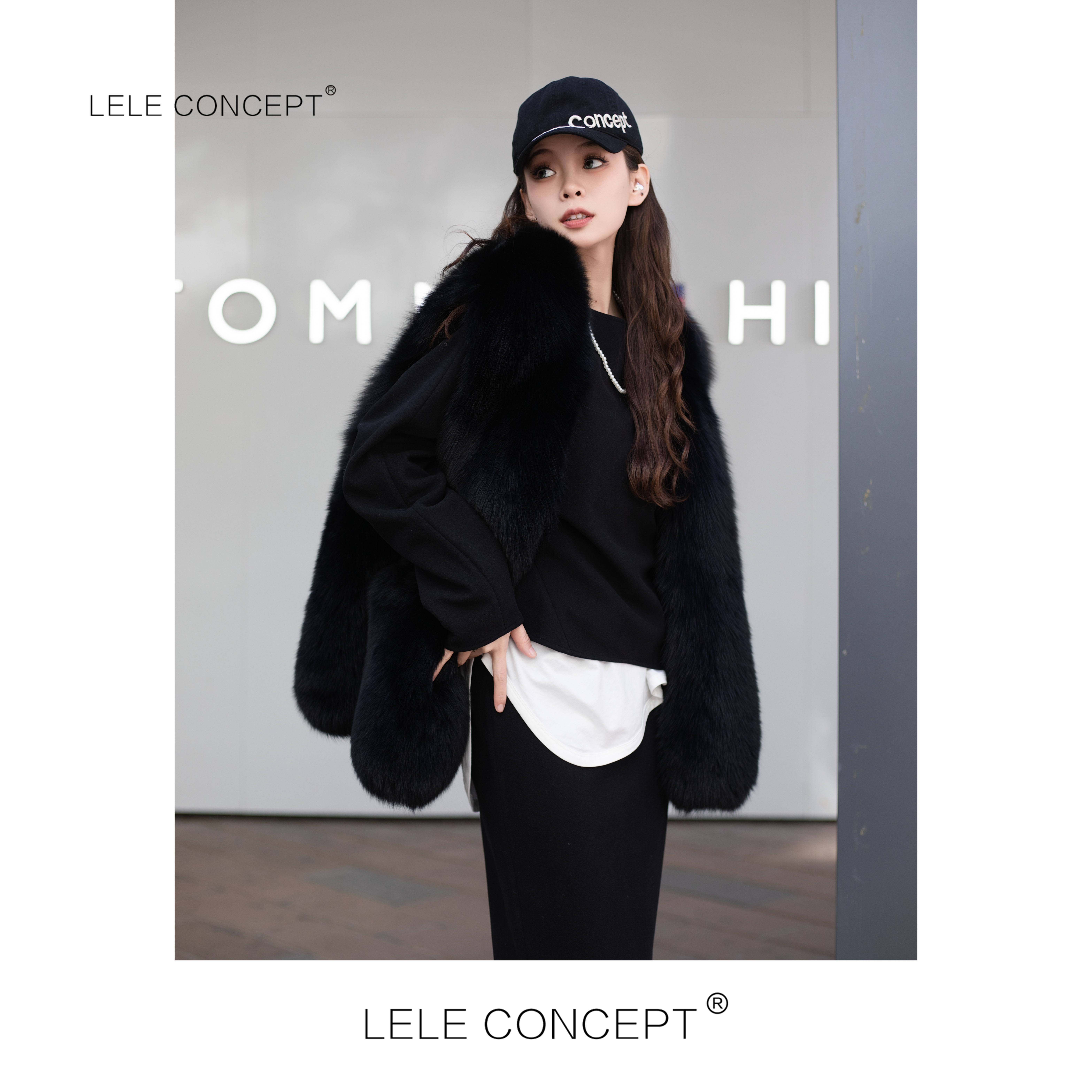 LELE CONCEPT 轻奢百搭时尚气质皮扣毛毛马甲Y0051