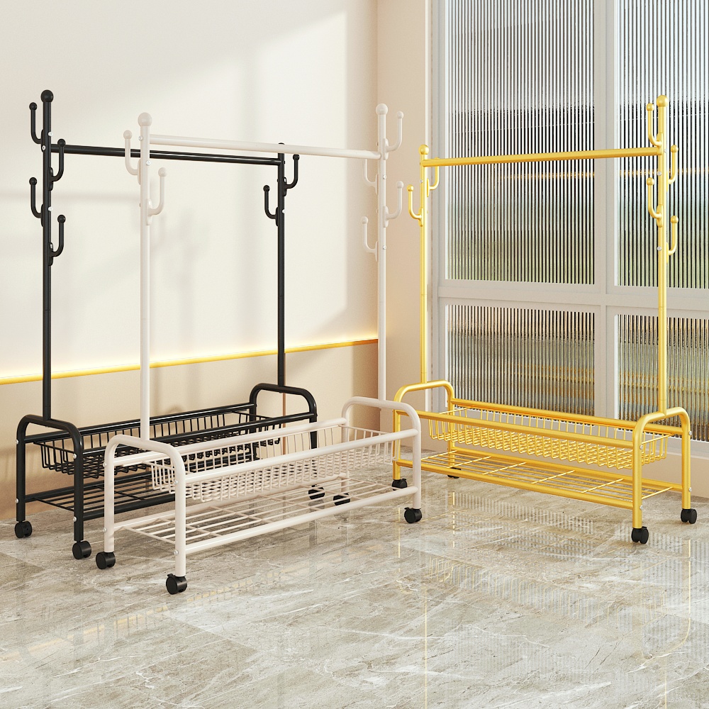 【新品尝鲜】衣架落地我是挂衣架可移动带轮家用室内网红轻奢衣帽架