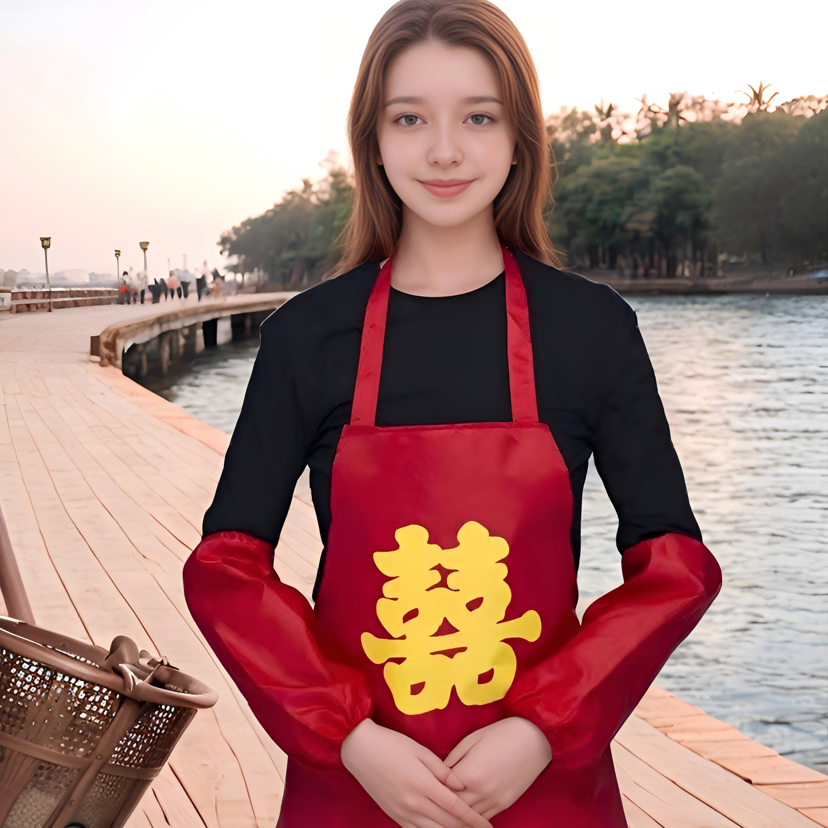 婚庆喜事结婚印字红色生日乔迁婚宴围裙简约LOGO寿宴满月定制喜庆