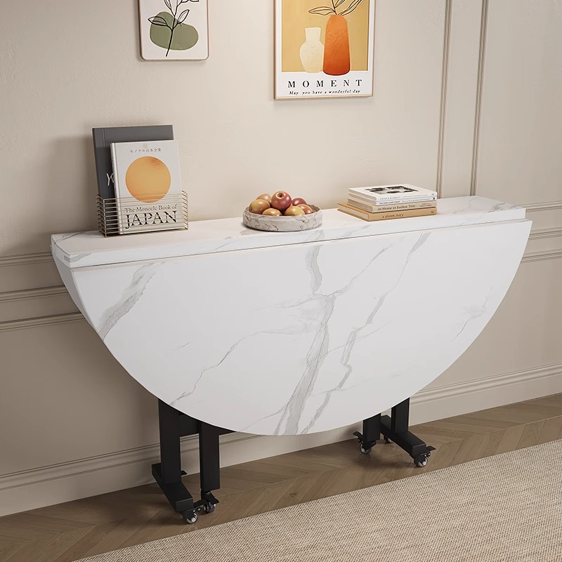 折叠桌出租房桌新款多人聚餐吃饭桌小户型多功能可折叠靠墙小餐桌