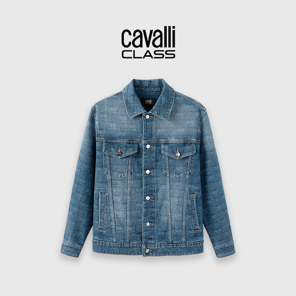 Cavalli Class秋季新款拼接时尚百搭休闲男士牛仔外套CFC192