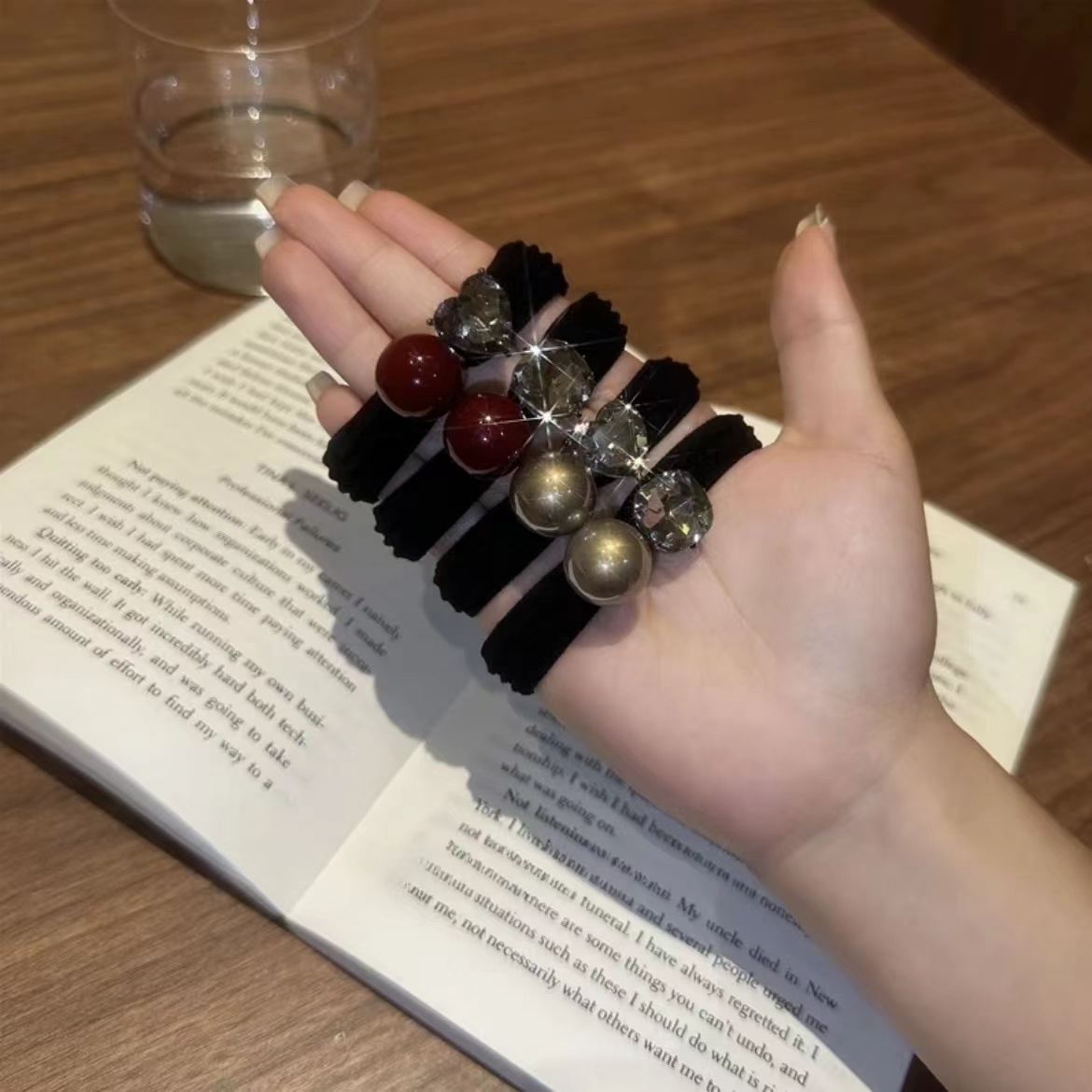 高级感珠珠闪钻发绳新款网红气质丸子头扎发发绳高弹力头绳