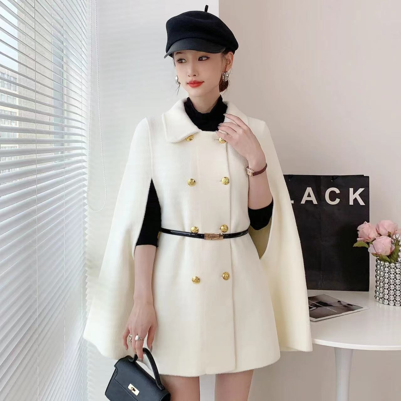 小个子韩系高级感针织衫大衣气质名媛赫本风时尚大气斗篷外套秋冬