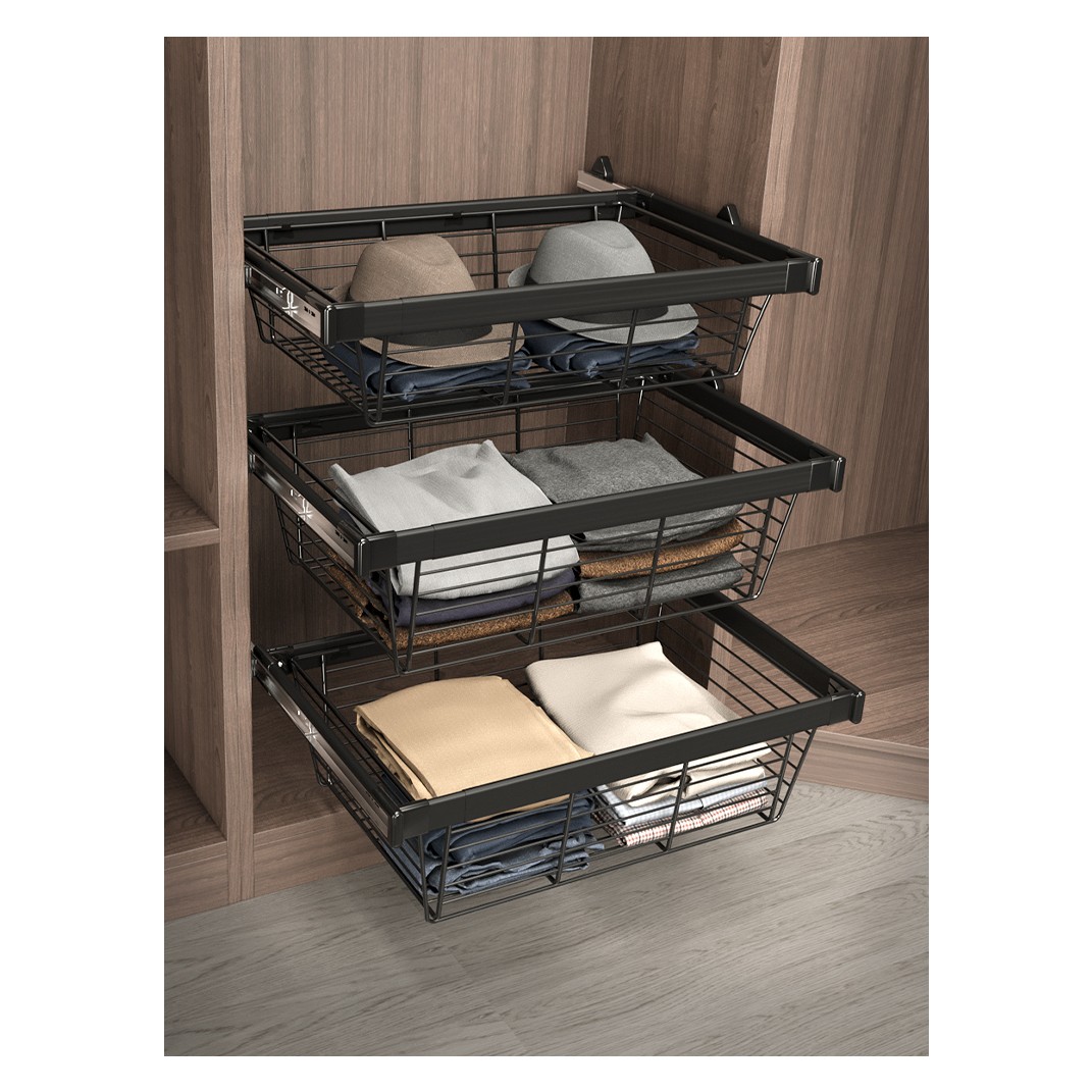 拉篮衣帽间衣柜拉篮抽屉式抽拉篮伸缩裤架家用内置收纳藤篮裤抽架