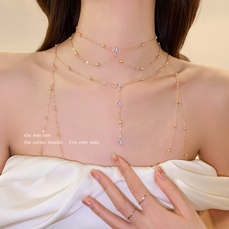 合金项链 网红身体链纯欲风锁骨链项链性感穿胸链天花板女高级感
