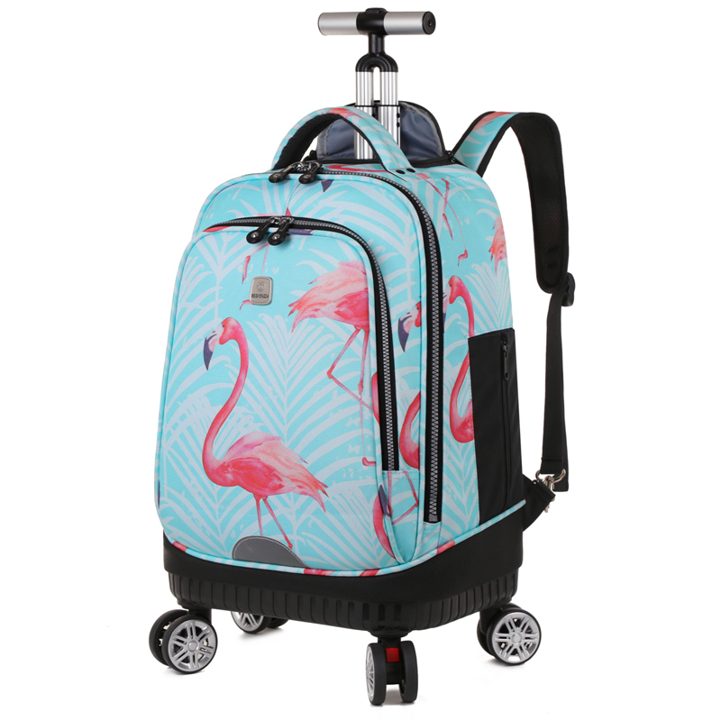 中学生拉杆书包拆卸万向轮初中小学生大容量防水旅行包双肩包