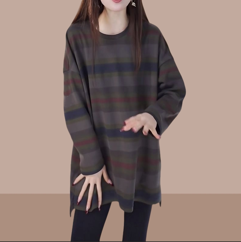 大码休闲加厚百搭卫衣2024年秋季时尚新款复古洋气大码气质上衣