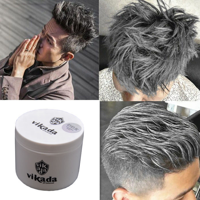 威卡达奶奶灰发泥固体发蜡银灰色男士定型银白彩色有色颜色一次性