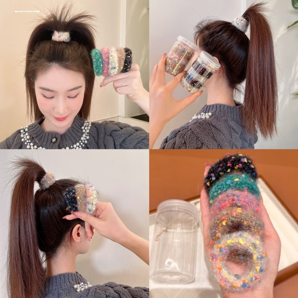 2025人气时尚高弹力耐用加粗气质无痕简约彩色发圈糖果色复古