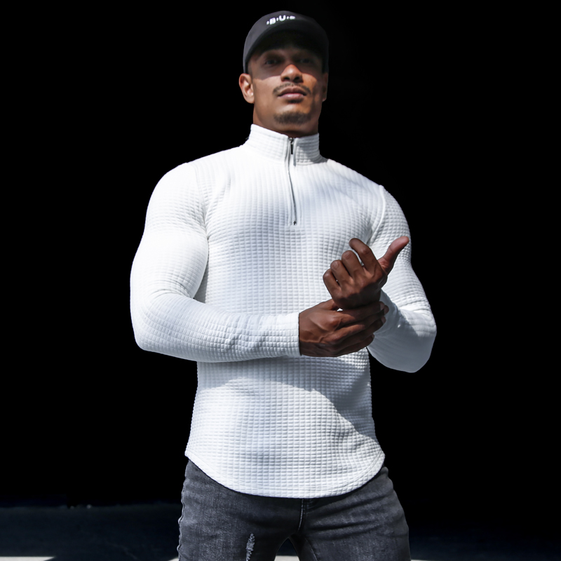 BENSONVISION运动长袖健身教练t恤跑步上衣休闲修身棉打底衫男子