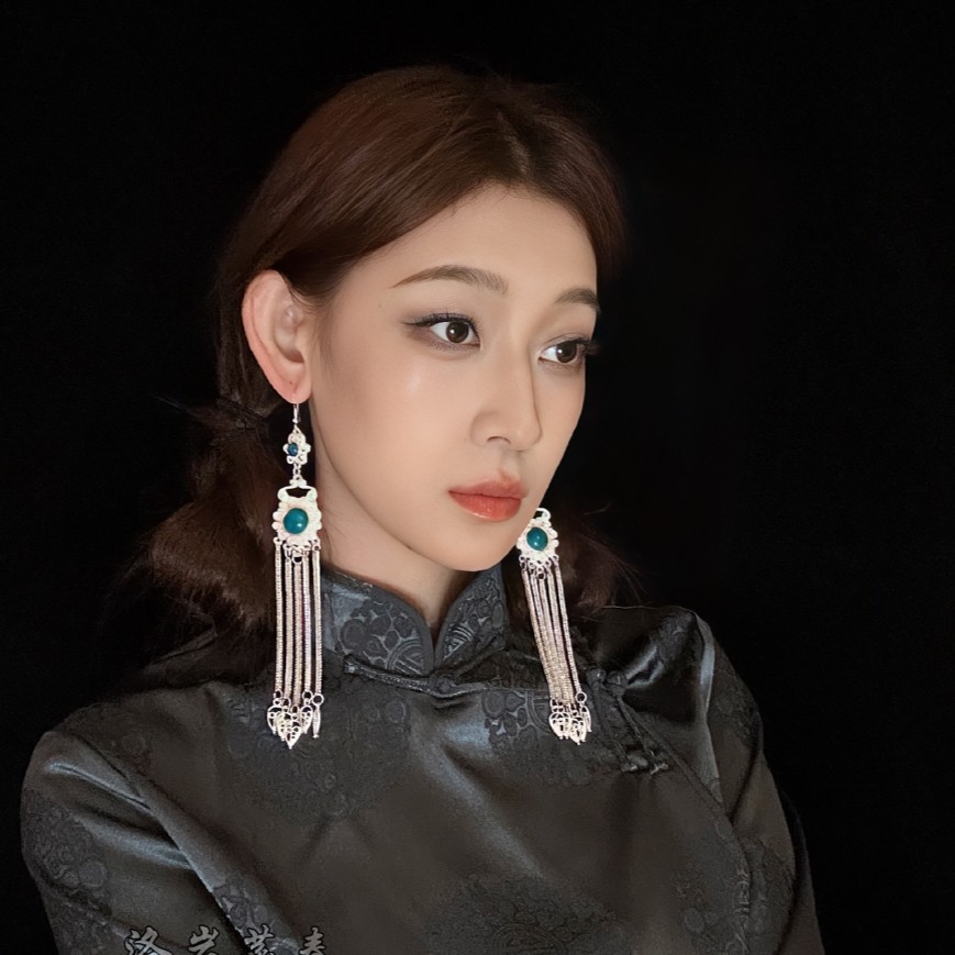 合金耳饰 洛岩菡春新款民族风耳饰民族长款流苏耳饰