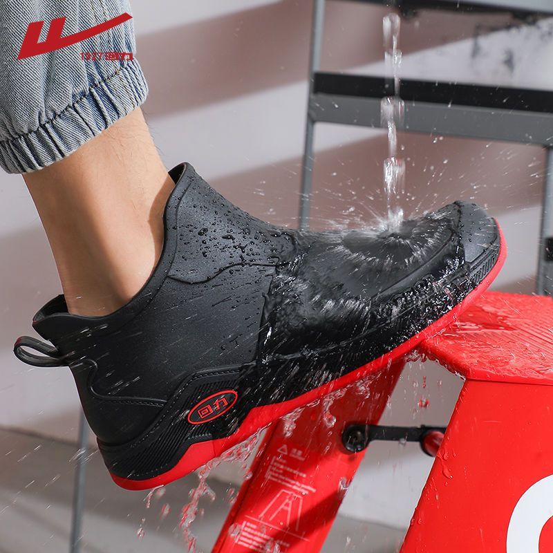 Warrior/回力户外钓鱼雨靴一体成型厨师防水鞋男厨房雨鞋防滑耐磨