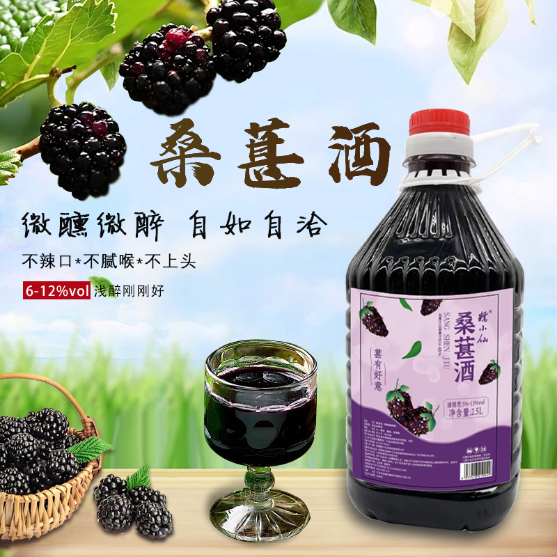 糯小仙桑葚酒5斤大桶装6-12度微醺特调氛圉感果酒米酒