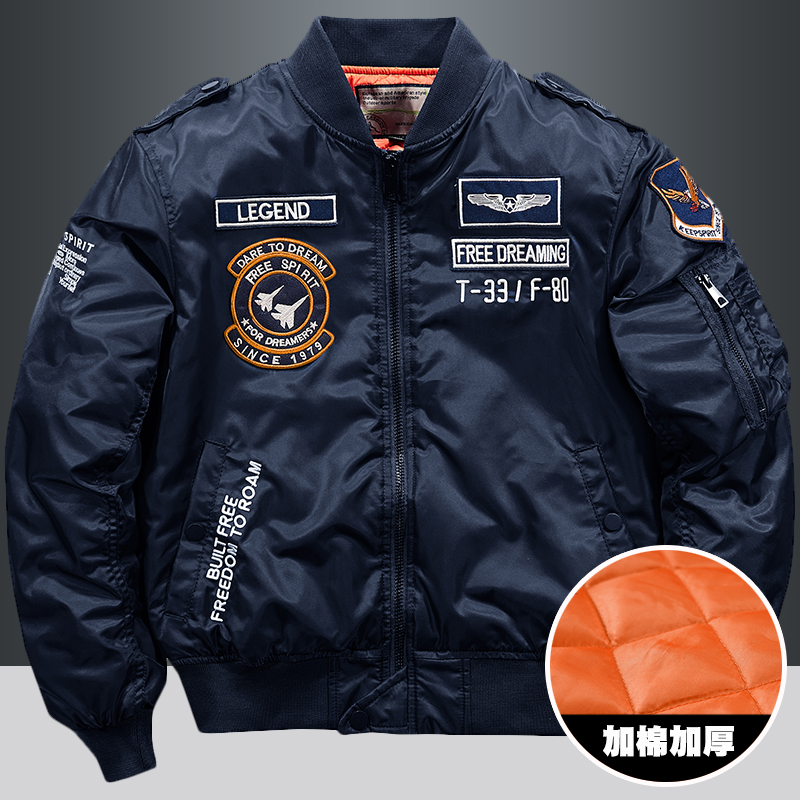 【冬季新款】重工刺绣冬季新款飞行夹克男士棒球服刺绣加棉棉衣男