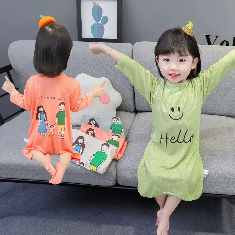 【优选】儿童连体衣婴儿空调服莫代尔睡裙小孩家居服宝宝连体睡衣